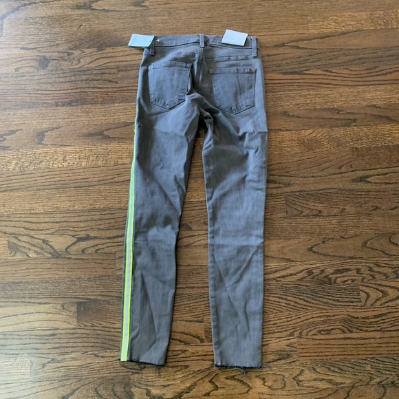 New Jbrand Mid Rise Crop Skinny Jeans Gray with Neon Detail Size 24 Women’s - Picture 6 of 9